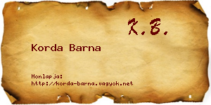Korda Barna névjegykártya
