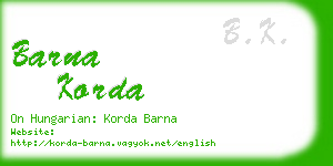 barna korda business card